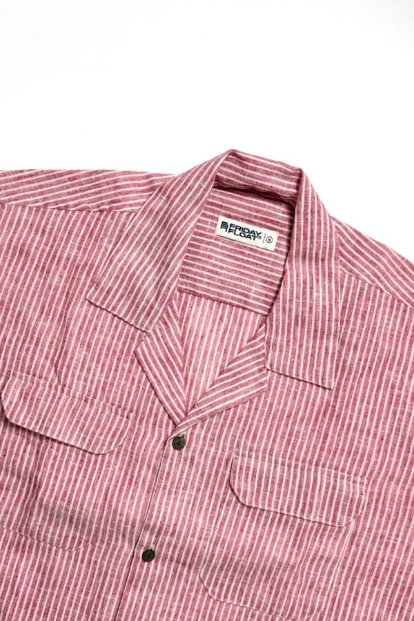 Full Sleeve Stripe Red Khadi Shirt Men