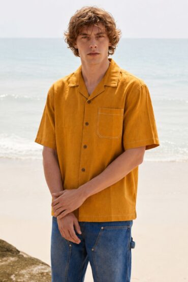 Half Sleeve Brown Relaxed Fit Cuban Collar Shirt