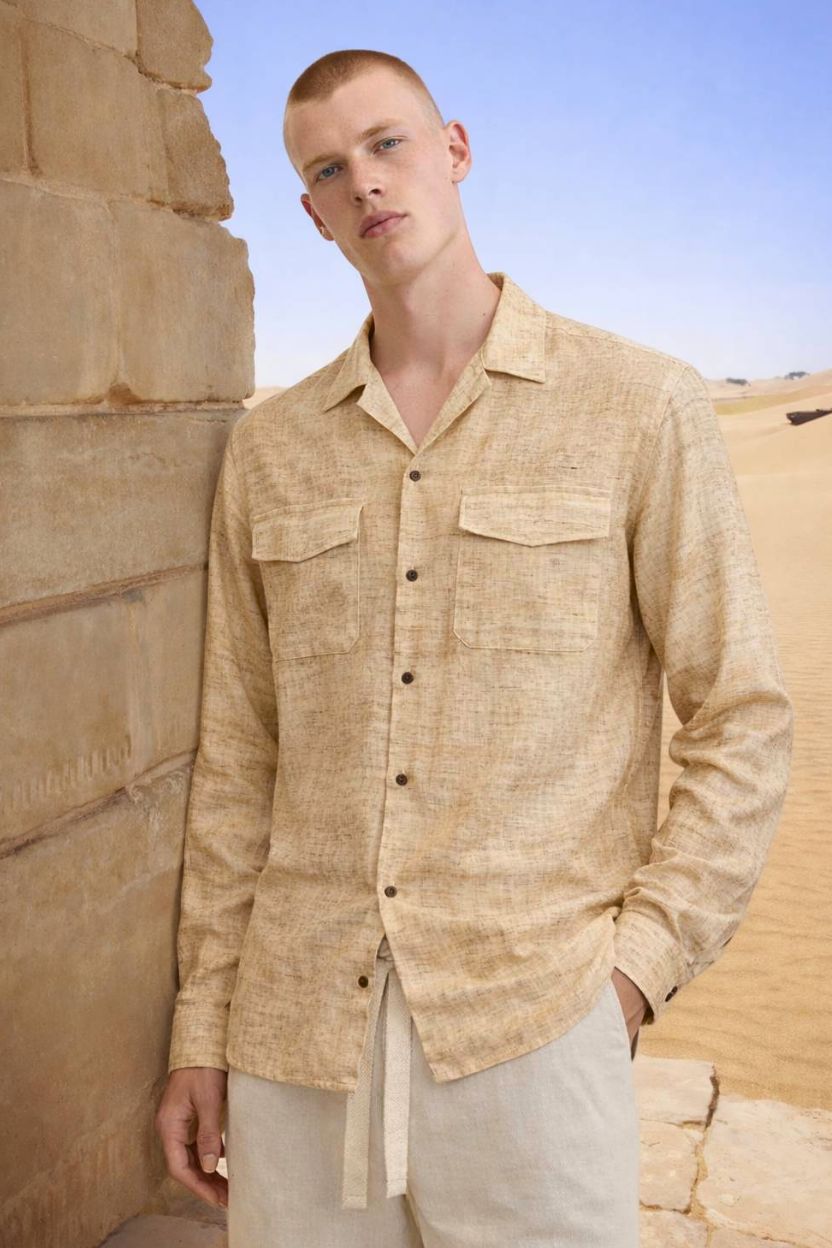 Silk Linen Textured Cuban Relaxed Fit Shirt