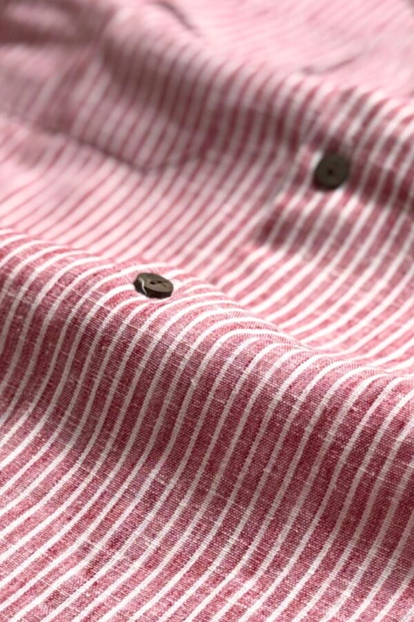 Full Sleeve Stripe Red Khadi Shirt Men