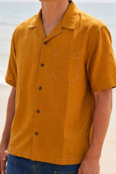 Half Sleeve Brown Relaxed Fit Cuban Collar Shirt