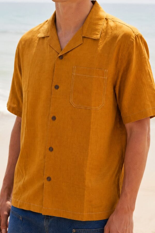 Half Sleeve Brown Relaxed Fit Cuban Collar Shirt