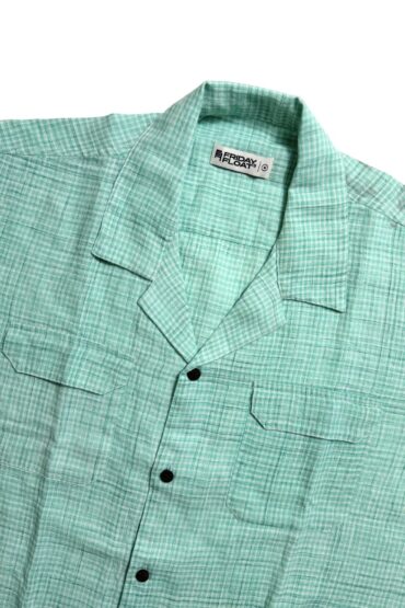 Mint Green Micro Check Cuban Collar Shirt