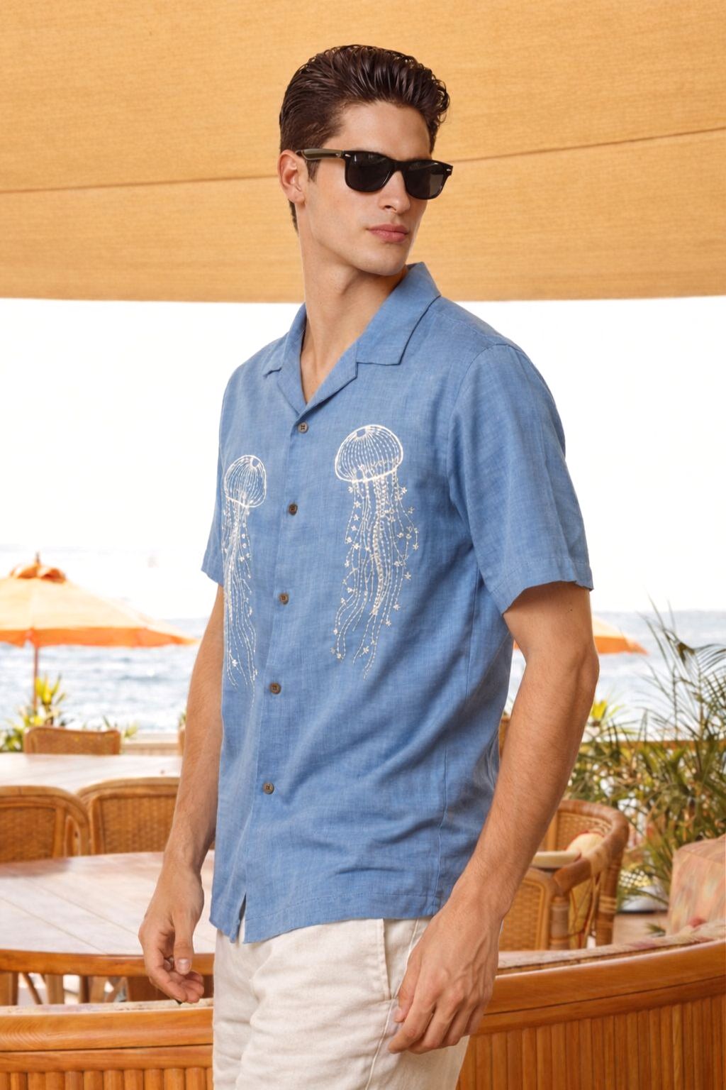 Jellyfish Embroidered Shirt for Men - Image 2