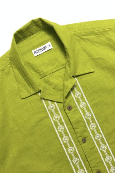 Embroidered Mint Green Cuban Shirt for Men