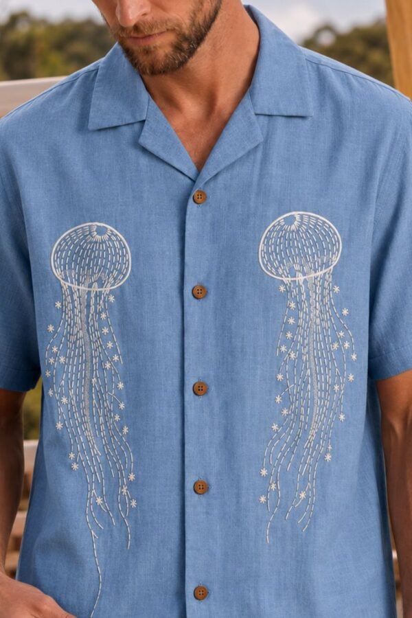 Jellyfish Embroidered Shirt for Men
