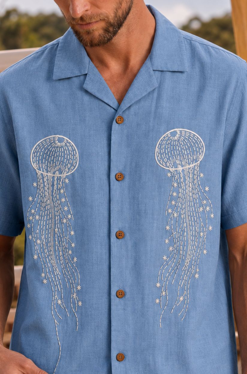 Jellyfish Embroidered Shirt for Men - Image 5