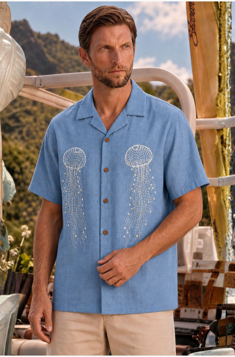 Jellyfish Embroidered Shirt for Men - Image 3