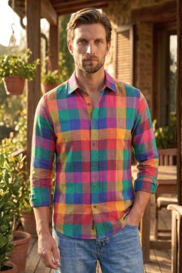 Men’s Multicolor Check Cotton Khadi Shirt