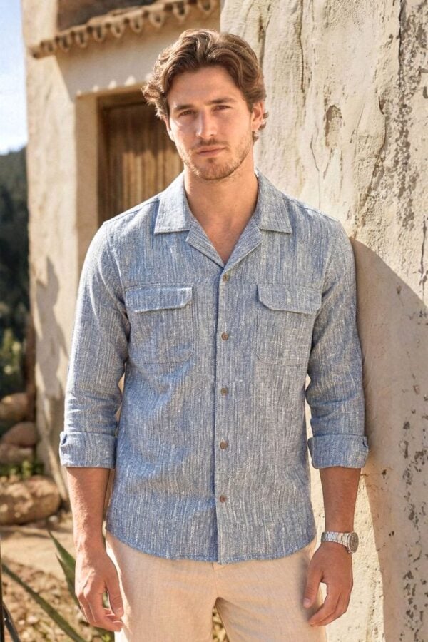 The Coastal Azure Khadi Shirt