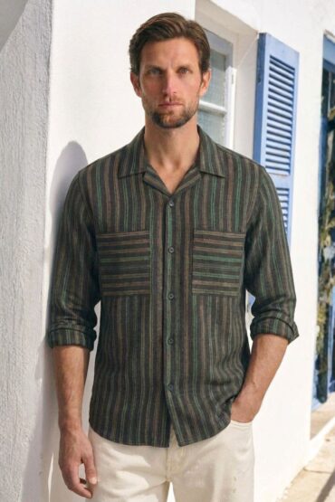The Woodland Brown Striped Khadi Shirt