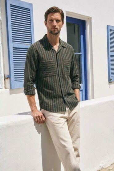 The Woodland Brown Striped Khadi Shirt