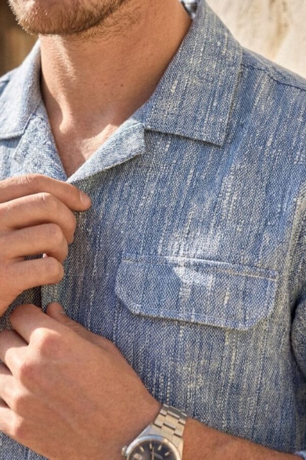 The Coastal Azure Khadi Shirt