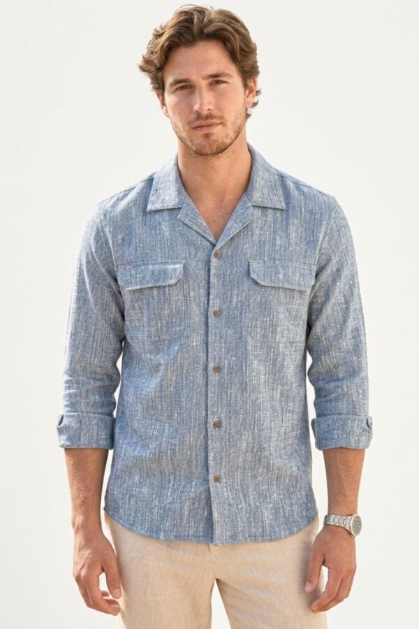 The Coastal Azure Khadi Shirt