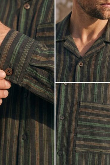 The Woodland Brown Striped Khadi Shirt