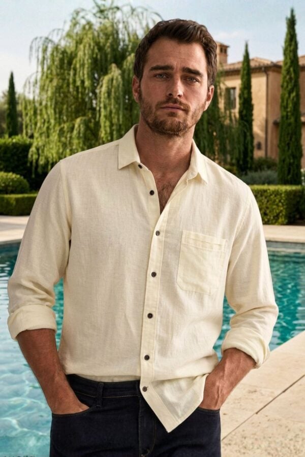 The Sunlit Cream Lyocell-Cotton Shirt