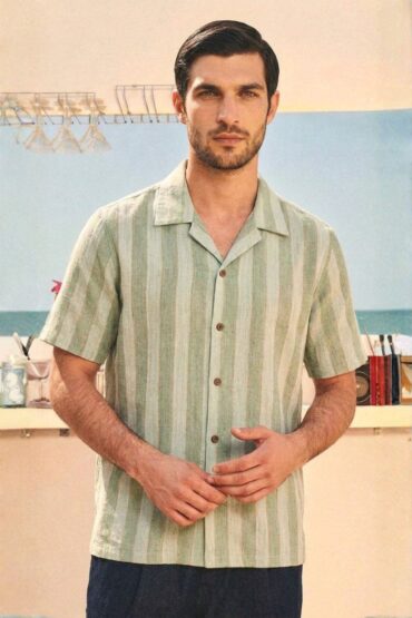 The Oasis Mint Stripe Khadi Shirt