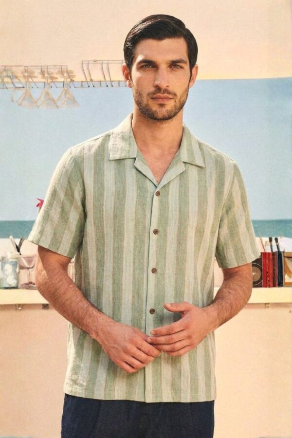 The Oasis Mint Stripe Khadi Shirt