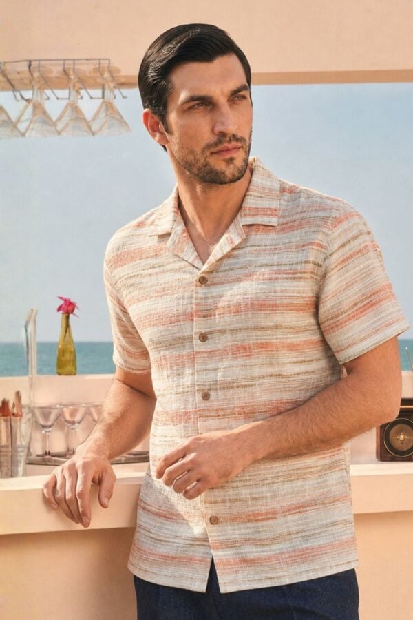 The Coral Sand Stripe Khadi Shirt