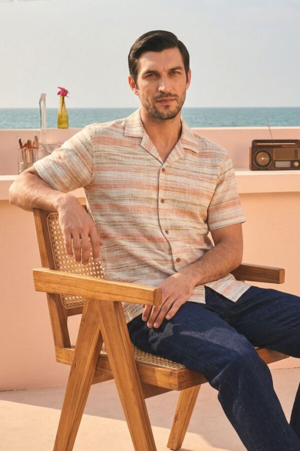 The Coral Sand Stripe Khadi Shirt