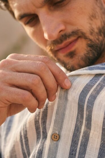 The Riviera Navy Stripe Khadi Shirt