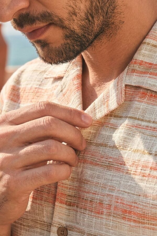 The Coral Sand Stripe Khadi Shirt