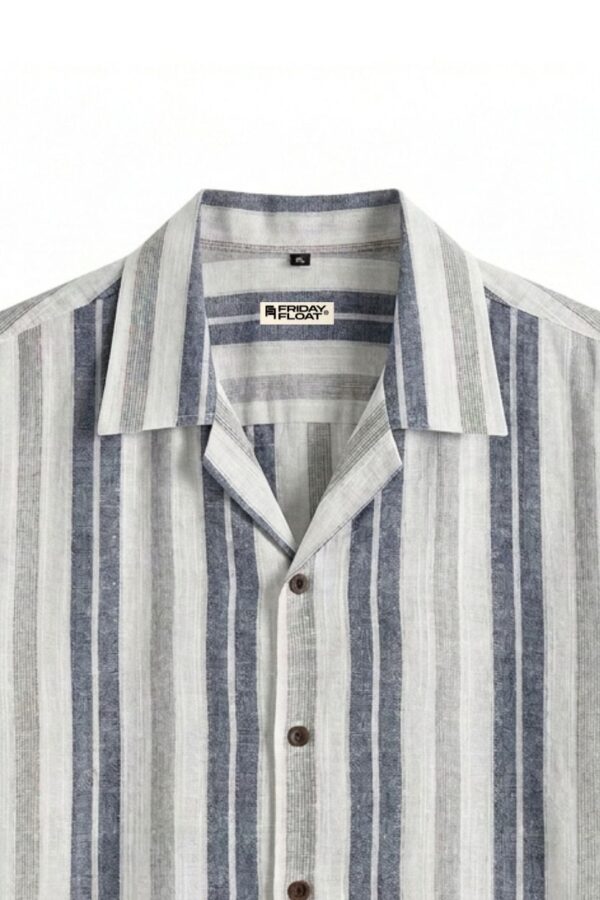 The Riviera Navy Stripe Khadi Shirt