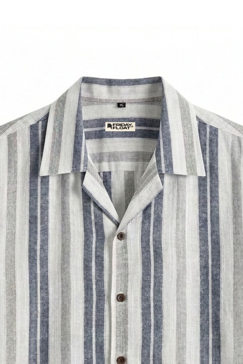 The Riviera Navy Stripe Khadi Shirt - Image 5