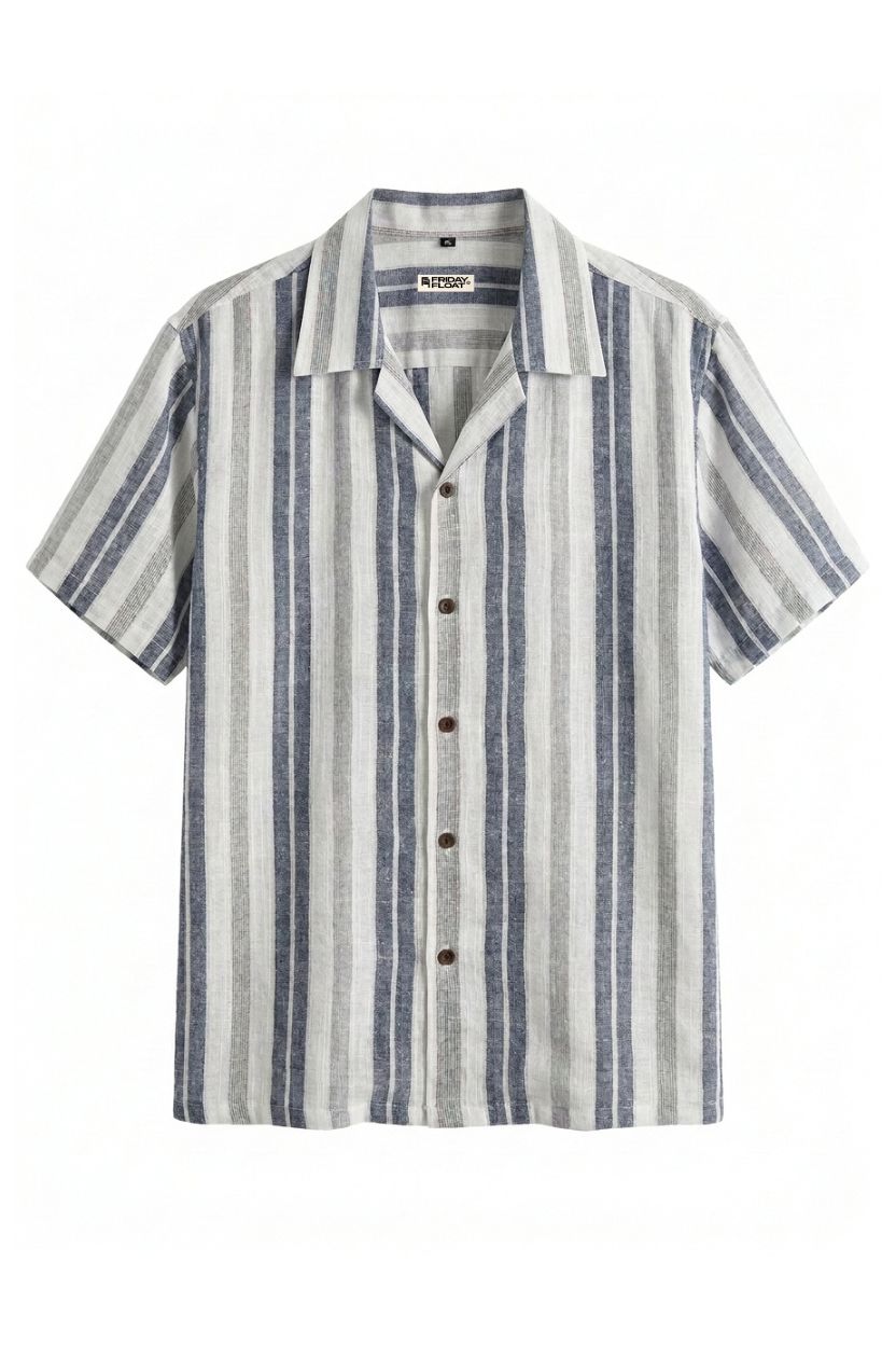 The Riviera Navy Stripe Khadi Shirt - Image 6