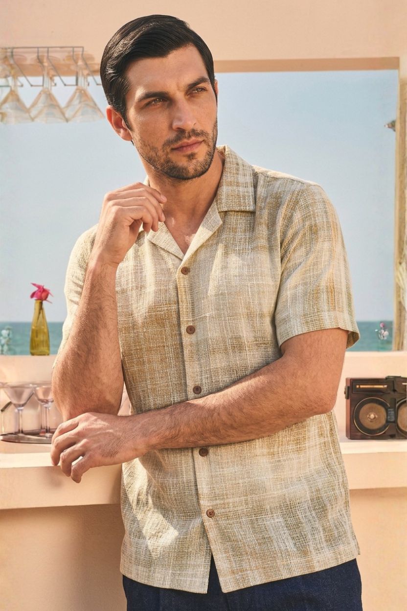 The Desert Sand Plaid Khadi Shirt - Image 2