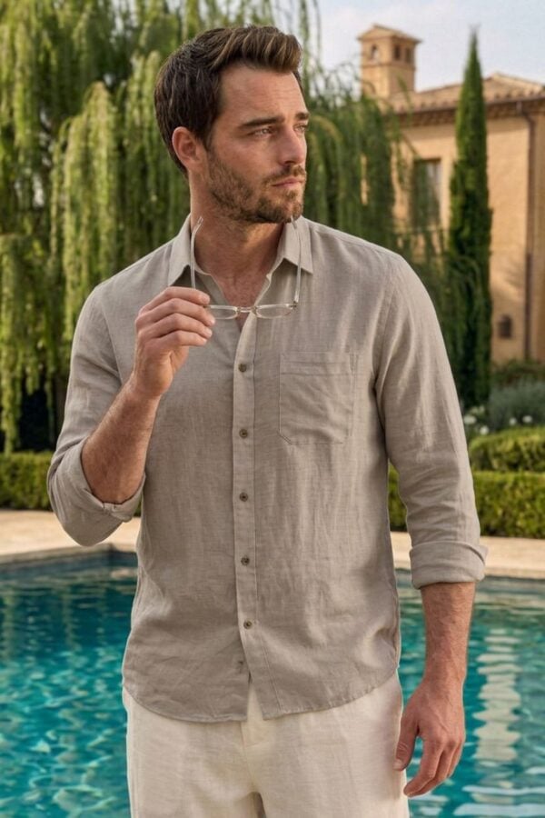 The Villa Stone Lyocell-Cotton Shirt