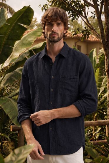 The Midnight Flora Cotton-Linen Shirt