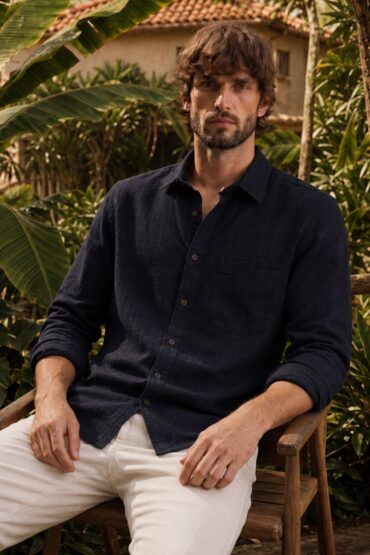 The Midnight Flora Cotton-Linen Shirt