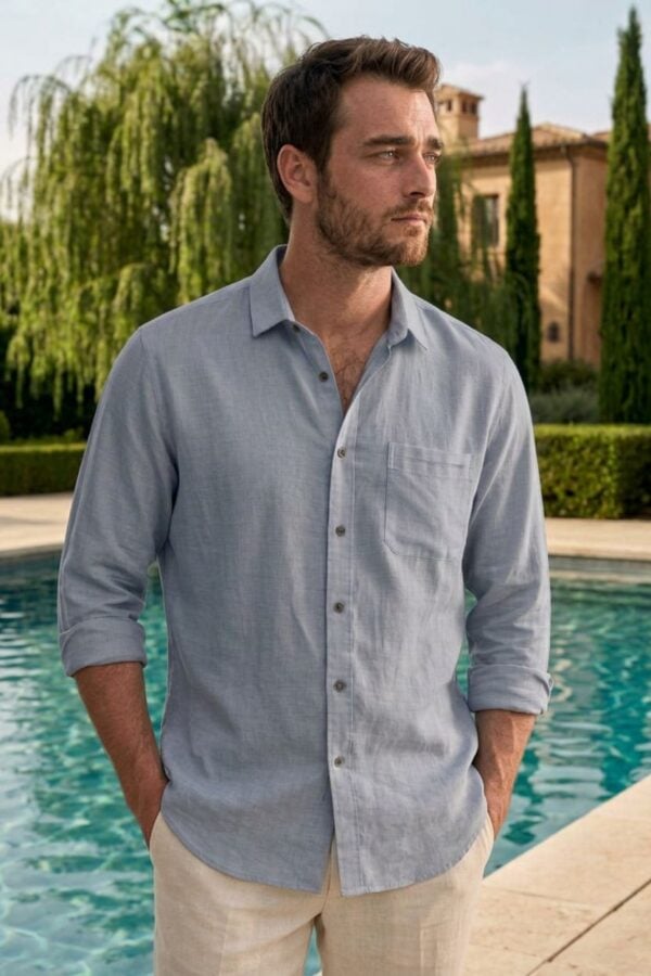 The Azure Slate Lyocell-Cotton Shirt