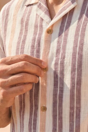 The Vineyard Maroon Stripe Khadi Shirt