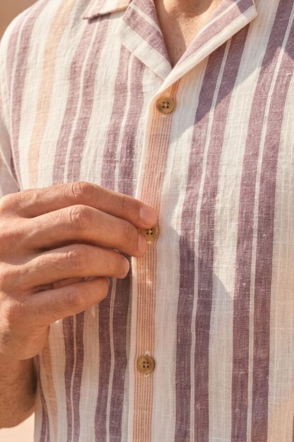 The Vineyard Maroon Stripe Khadi Shirt