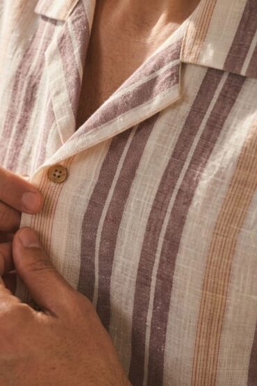 The Vineyard Maroon Stripe Khadi Shirt