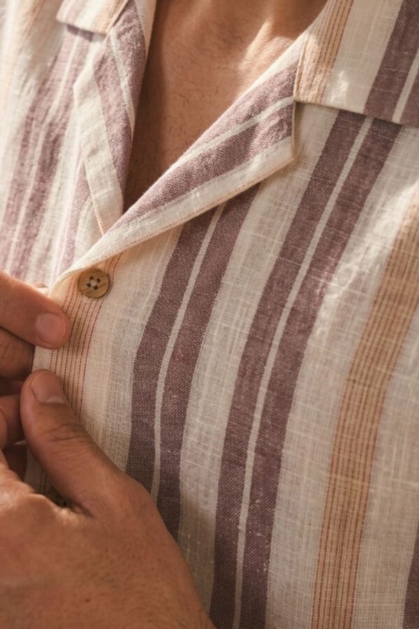 The Vineyard Maroon Stripe Khadi Shirt