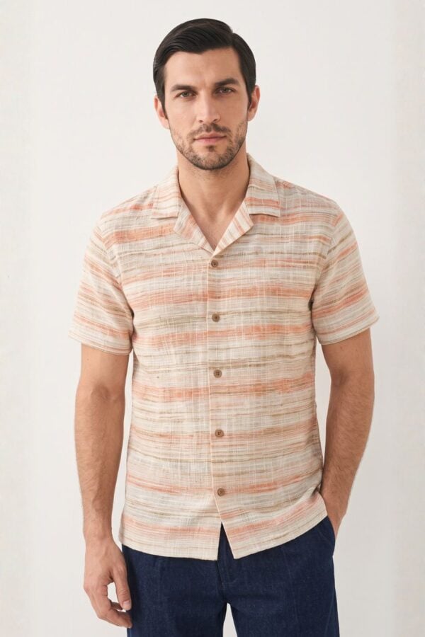 The Coral Sand Stripe Khadi Shirt
