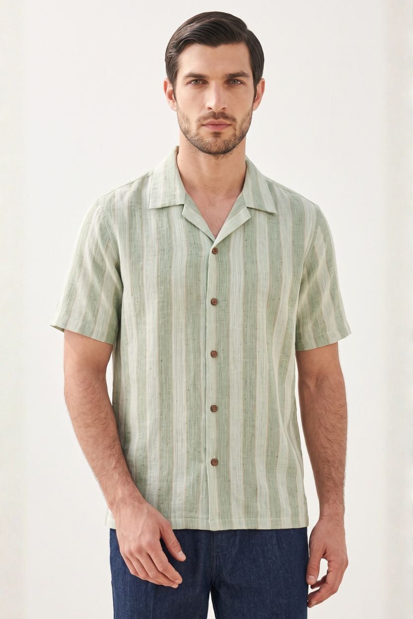 The Oasis Mint Stripe Khadi Shirt
