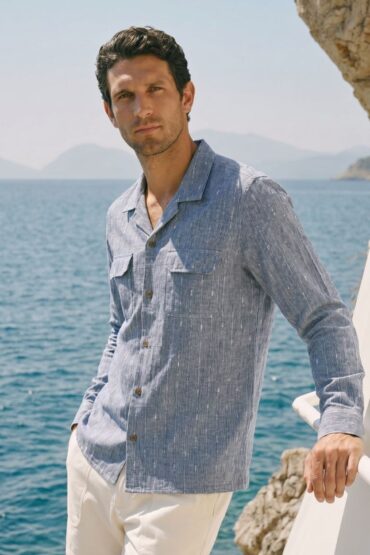 The Ocean Slub Stripe Khadi Shirt
