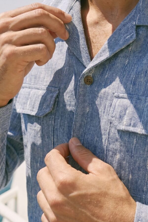 The Ocean Slub Stripe Khadi Shirt