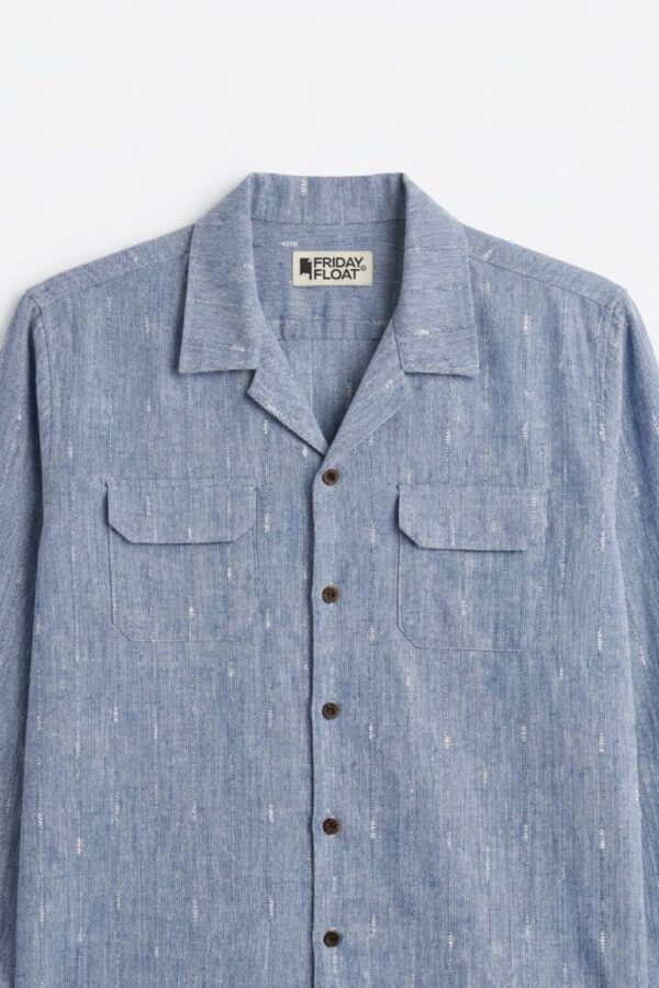 The Ocean Slub Stripe Khadi Shirt