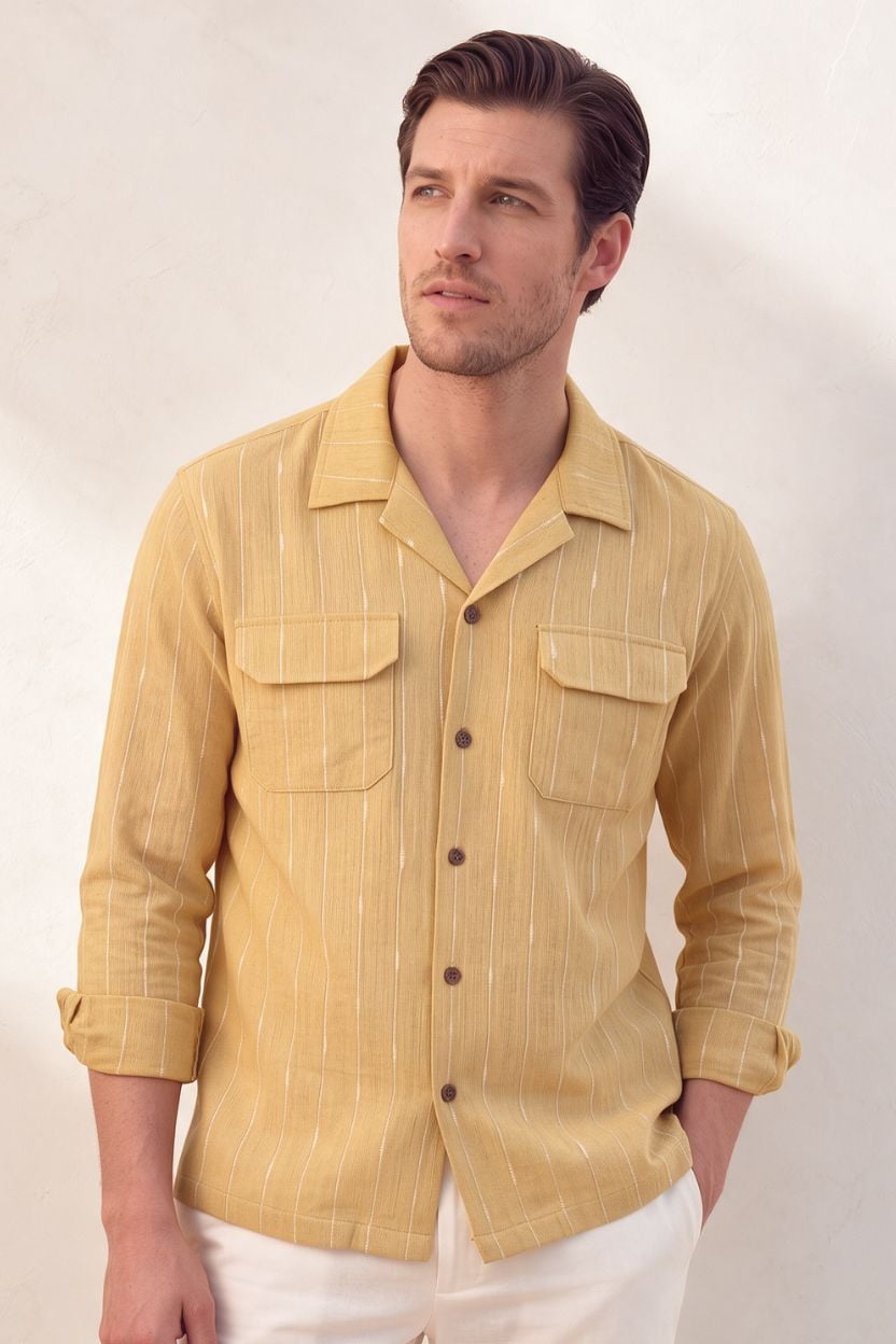 The Sunlit Pinstripe Khadi Shirt