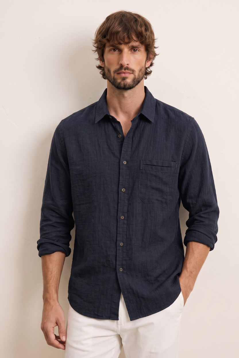 The Midnight Flora Cotton-Linen Shirt