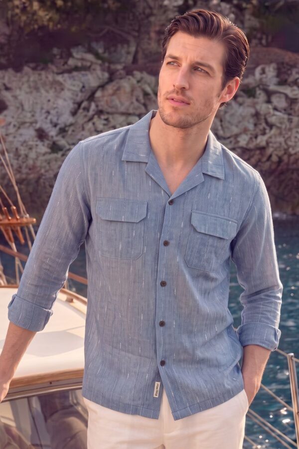 The Ocean Slub Stripe Khadi Shirt