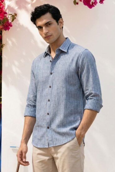 The Azure Katha-Stitch Khadi Shirt
