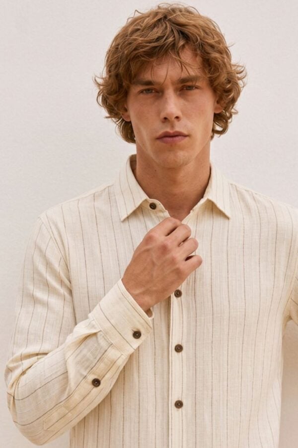The Ivory Pinstripe Khadi Shirt