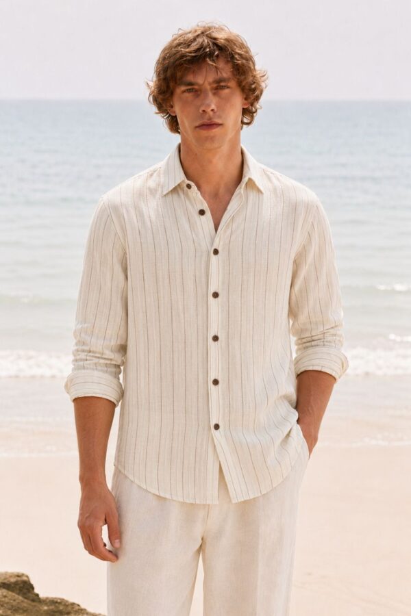The Ivory Pinstripe Khadi Shirt