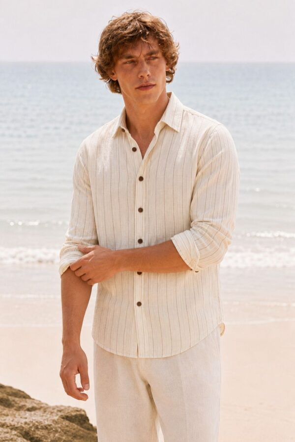 The Ivory Pinstripe Khadi Shirt